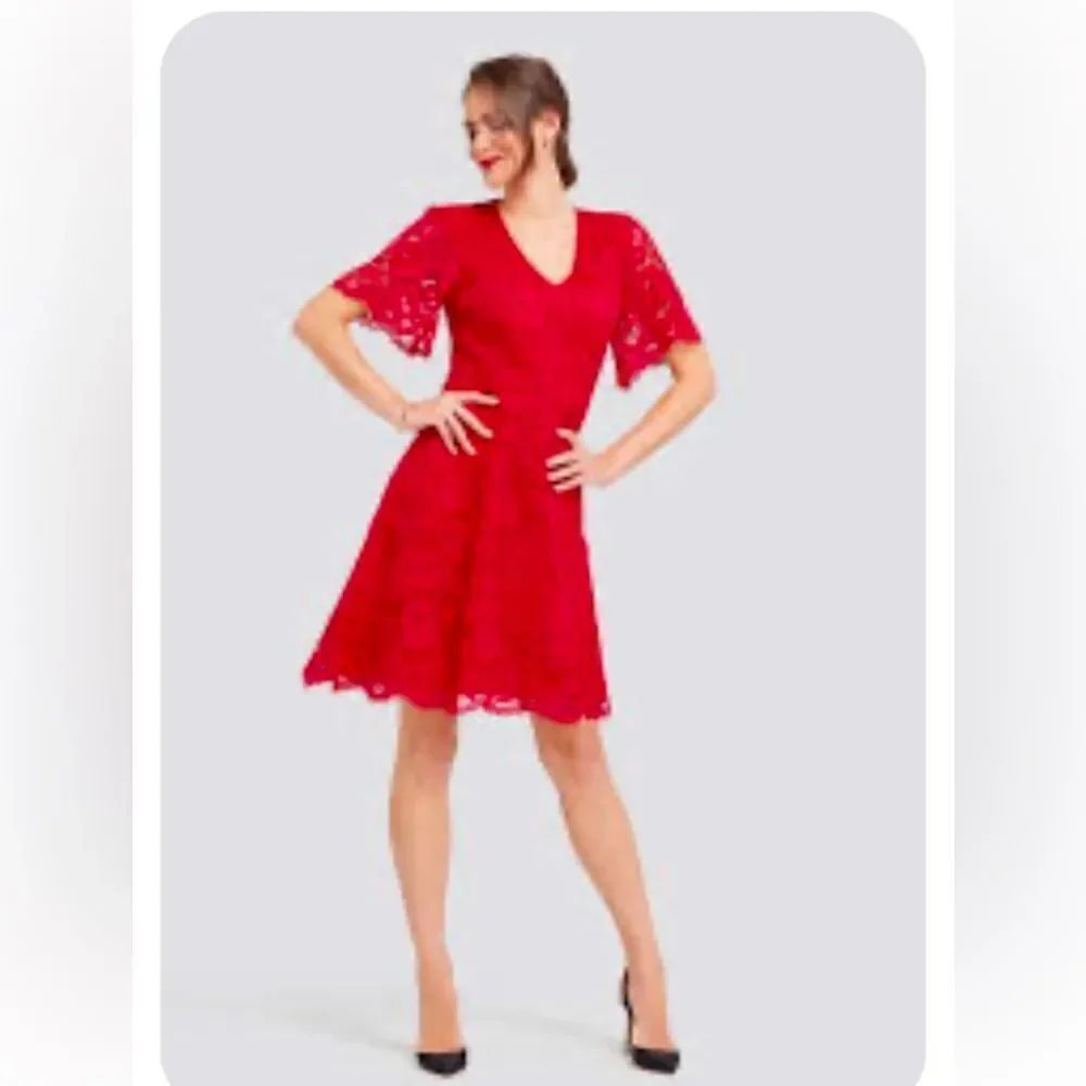 Draper James Blooming Lace Dress Fit and Flare Red Size 0